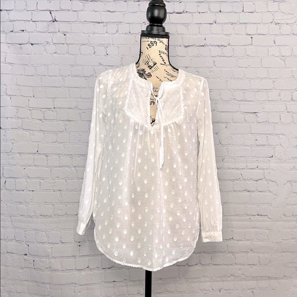J Crew Factory Swiss Dot Blouse White XS
